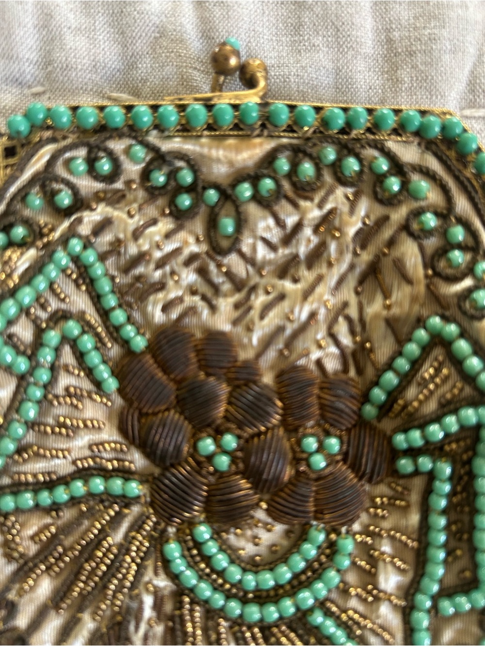 Vintage- Art Deco Design Turquoise Beaded Evening Clutch